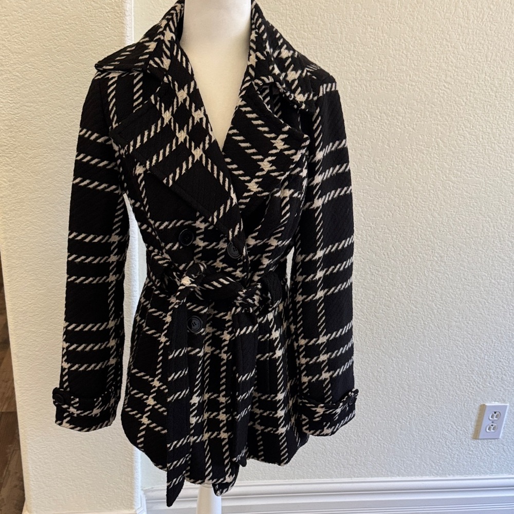 Jou Jou Black and White Plaid Coat